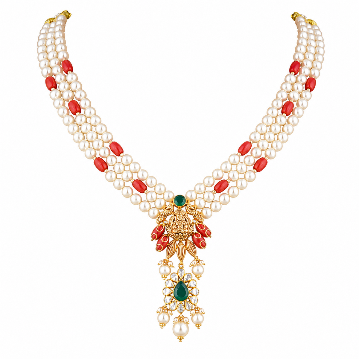 Suhasini 22KT Gold Temple Beaded Necklace
