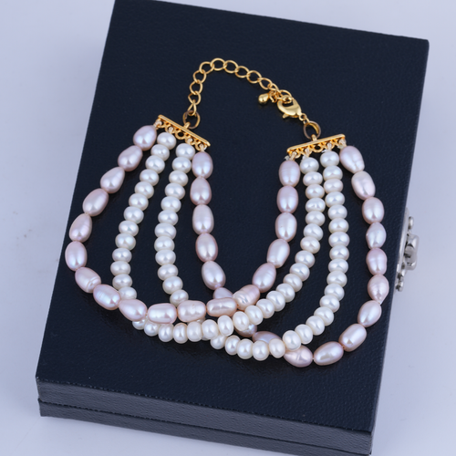 Serene 4-Layer Rosaline Pearl Bracelet
