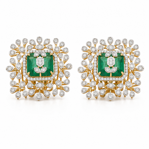 Shehzadi 18KT Gold Diamond Stud Earrings