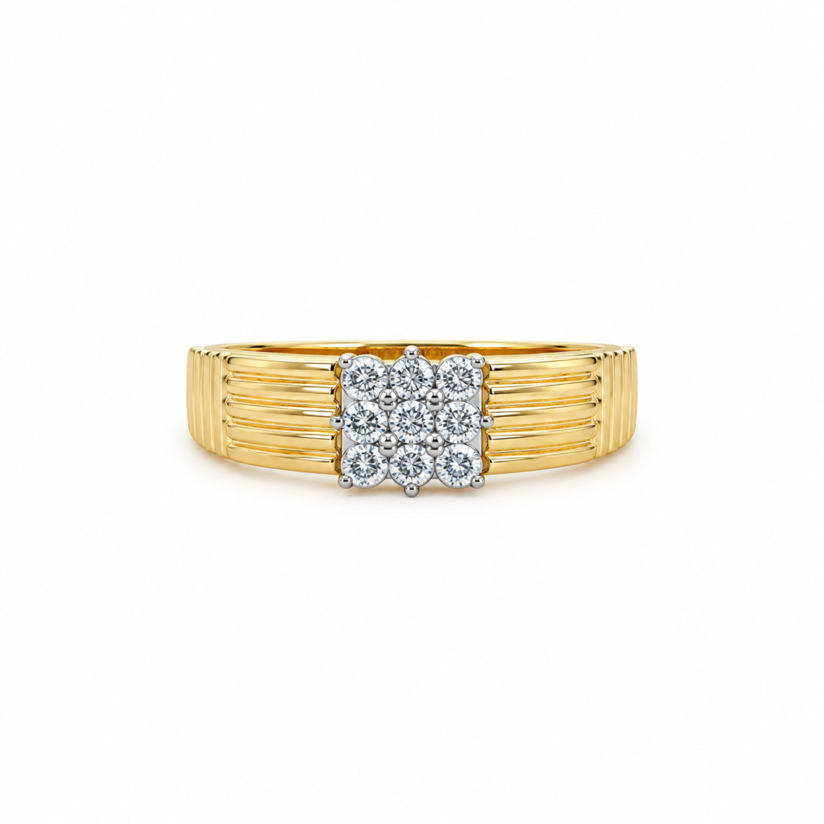 Shiny Signet 14KT Gold Diamond Ring