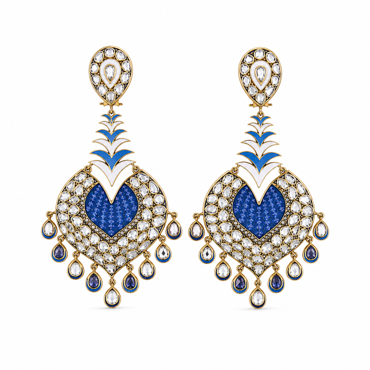 Sky Polki 14KT Gold Diamond Dangle Earrings