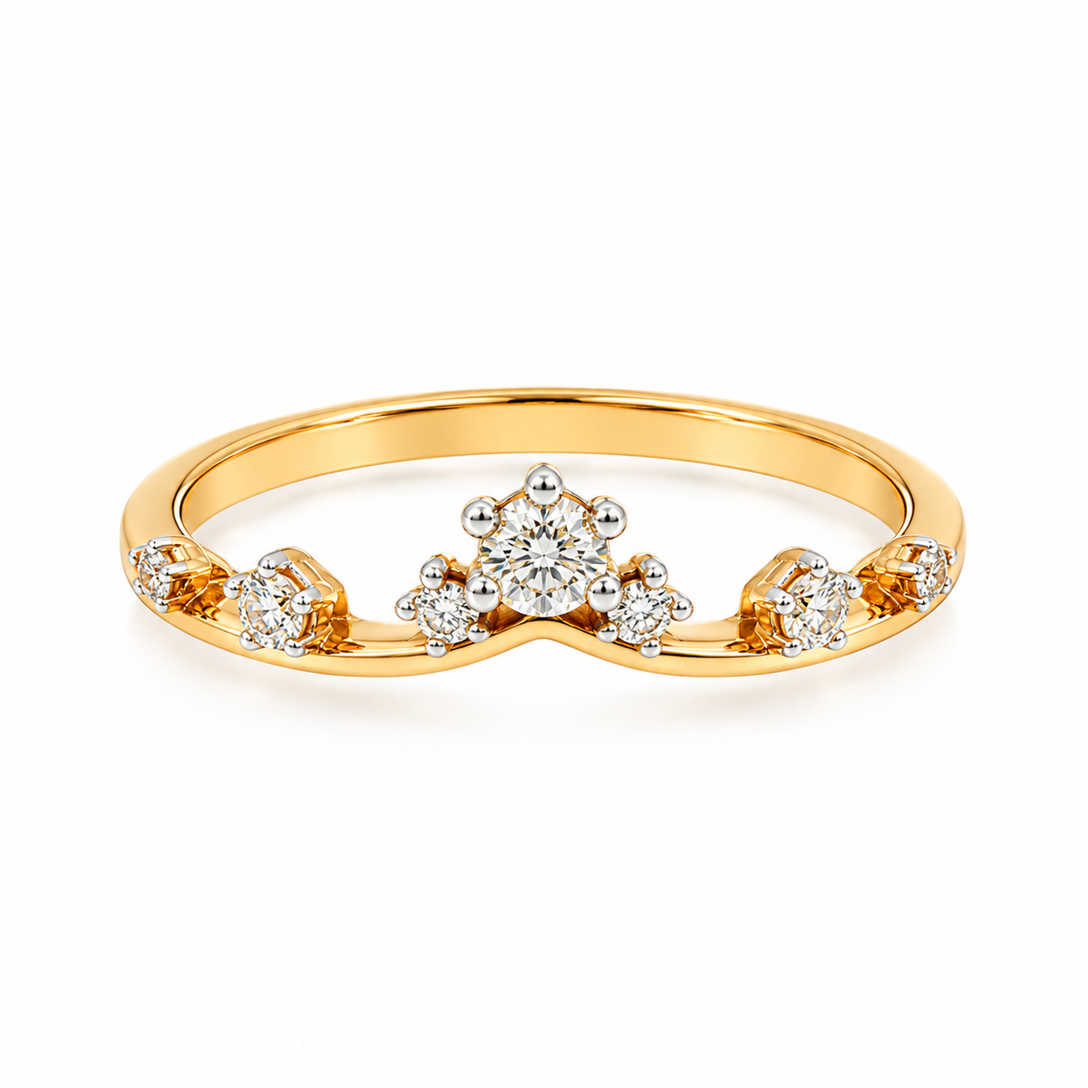 Sleek Crown 14KT Gold Diamond Ring