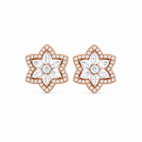 Snappy Bloom 18KT Gold Diamond Stud Earrings