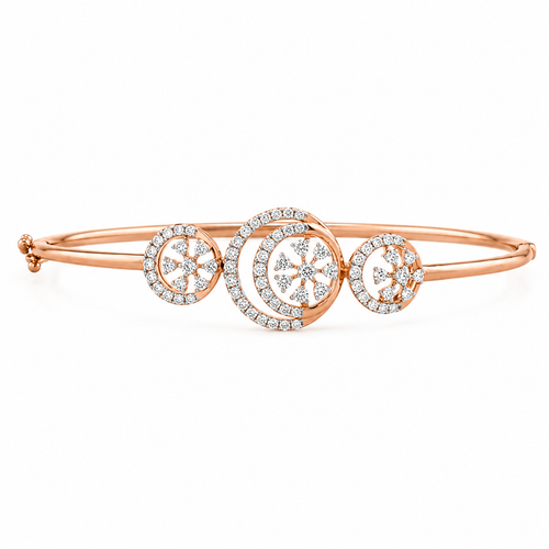 Sparking Circles 18KT Gold Diamond Kada