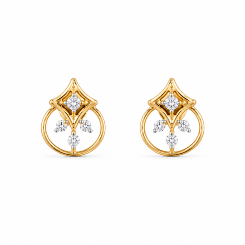 Sparkle Reign 14KT Gold Diamond Stud Earrings