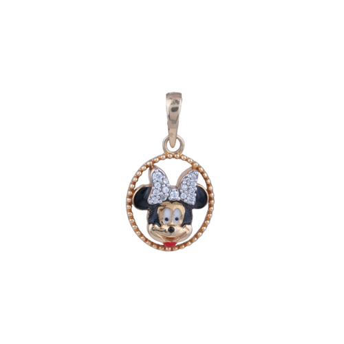 Sparkling Minnie 18KT Gold Pendant For Kids