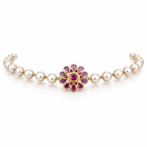 Starflower Purple 22KT Gold Pearl Choker