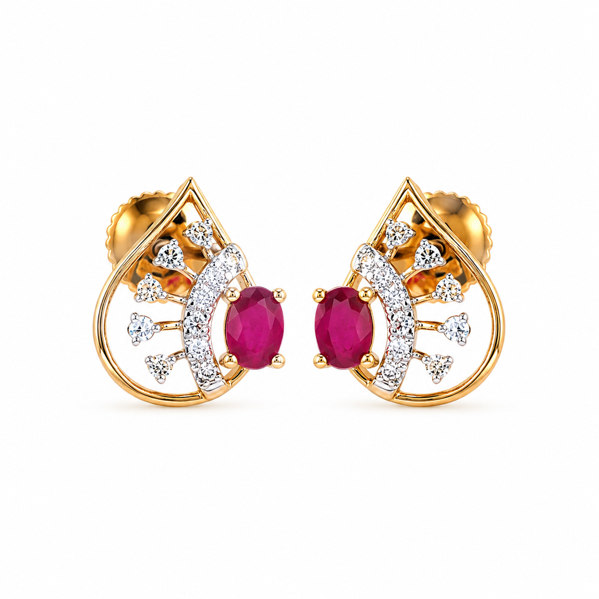 Swanfall 14KT Gold Diamond Stud Earrings