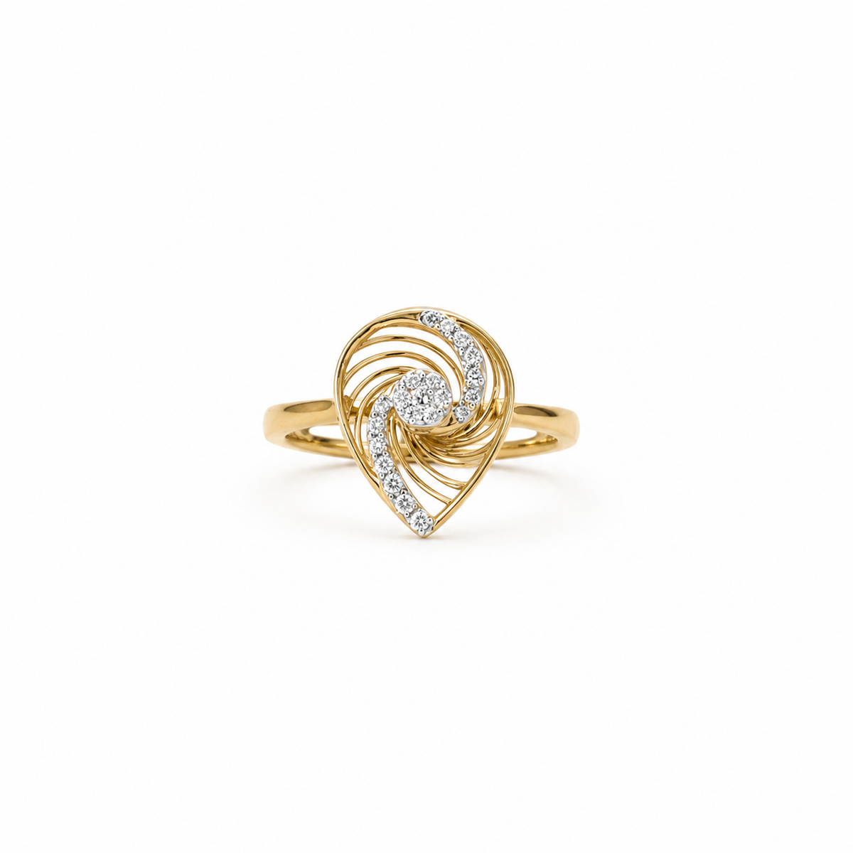 Swirly Pear 14KT Gold Diamond Ring