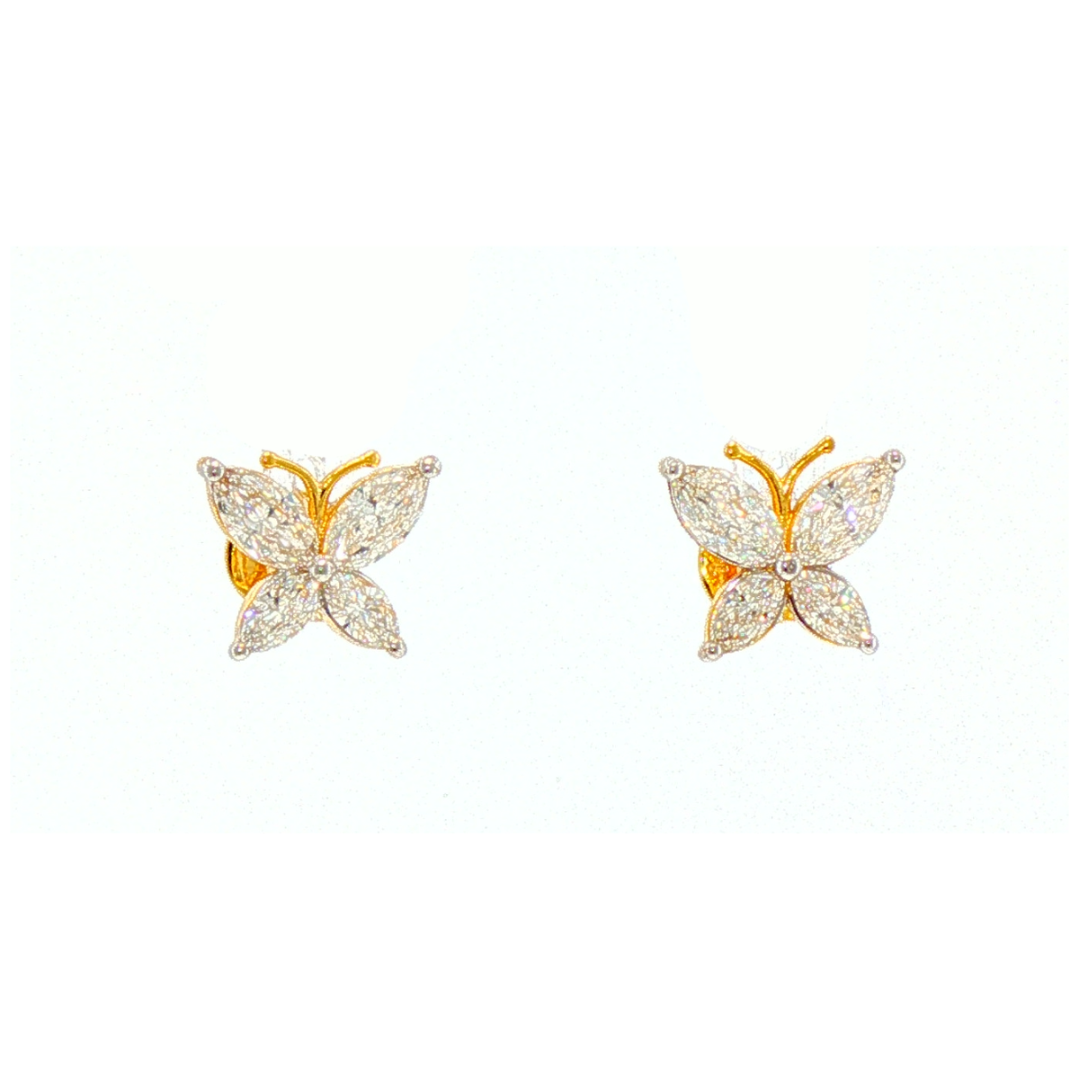 Tiny Butterfly 14KT Lab Grown Diamond Stud Earrings