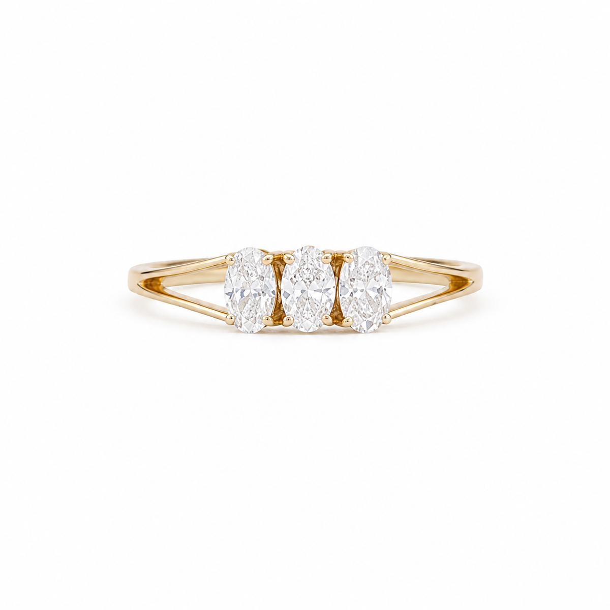 Tri Oval 14KT Gold Lab Grown Diamond Ring