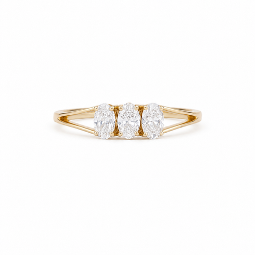 Tri Oval 14KT Gold Lab Grown Diamond Ring