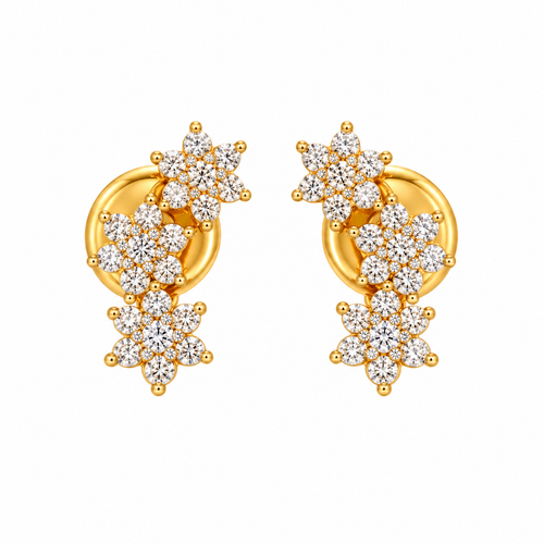Trine Bloom 14KT Gold Diamond Stud Earrings