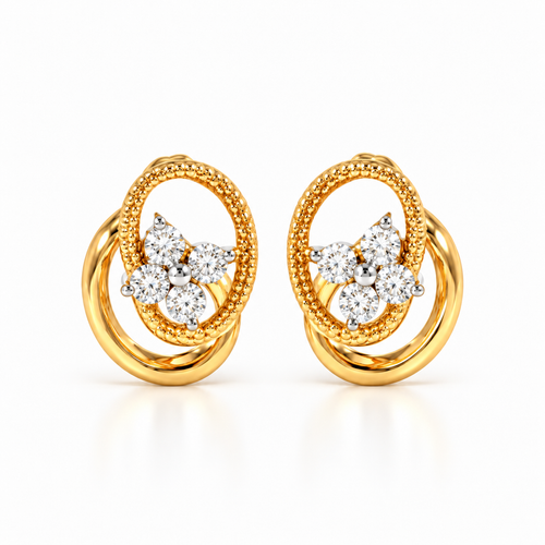 Twirl Sparkle 14KT Gold Diamond Stud Earrings