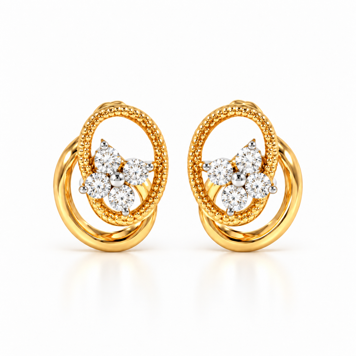 Twirl Sparkle 14KT Gold Diamond Stud Earrings