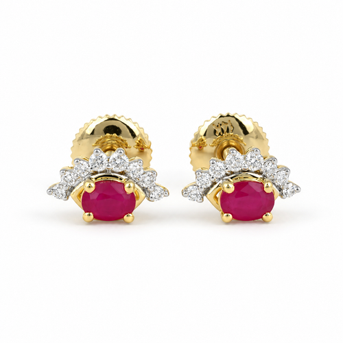 Valencia 14KT Gold Diamond Stud Earrings