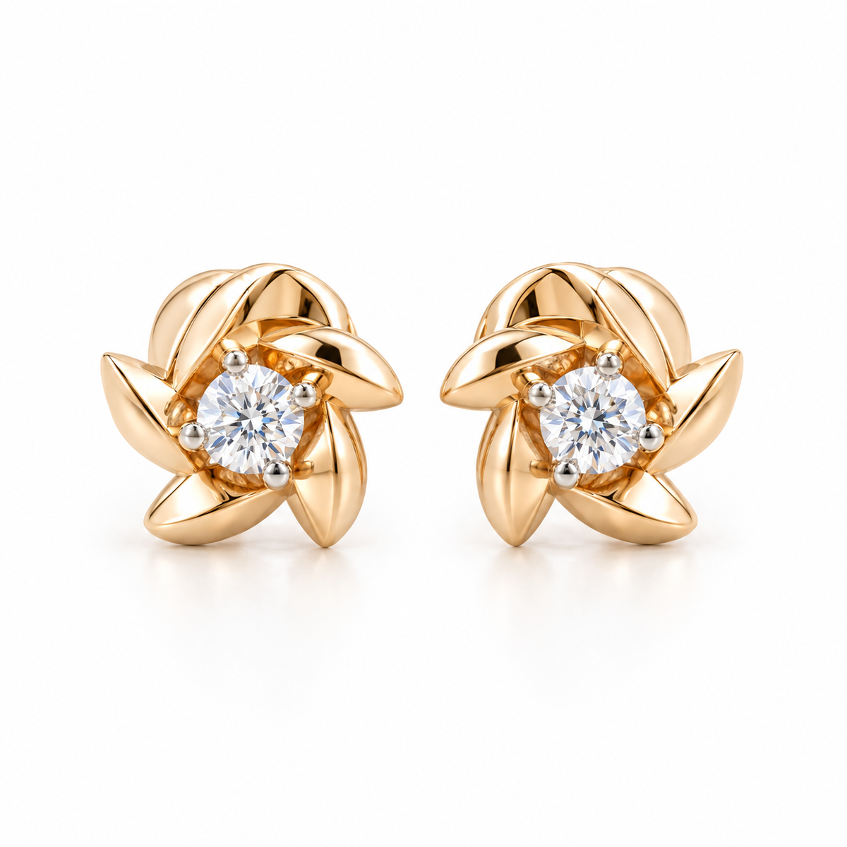 Windmill 14KT Gold Diamond Stud Earrings