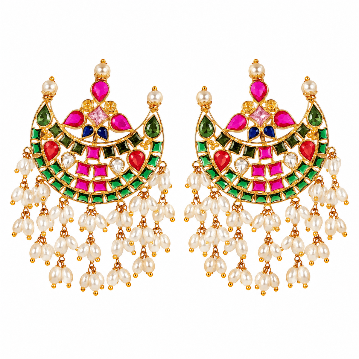 Zarqa Multicolor 22KT Gold Dangle Earrings