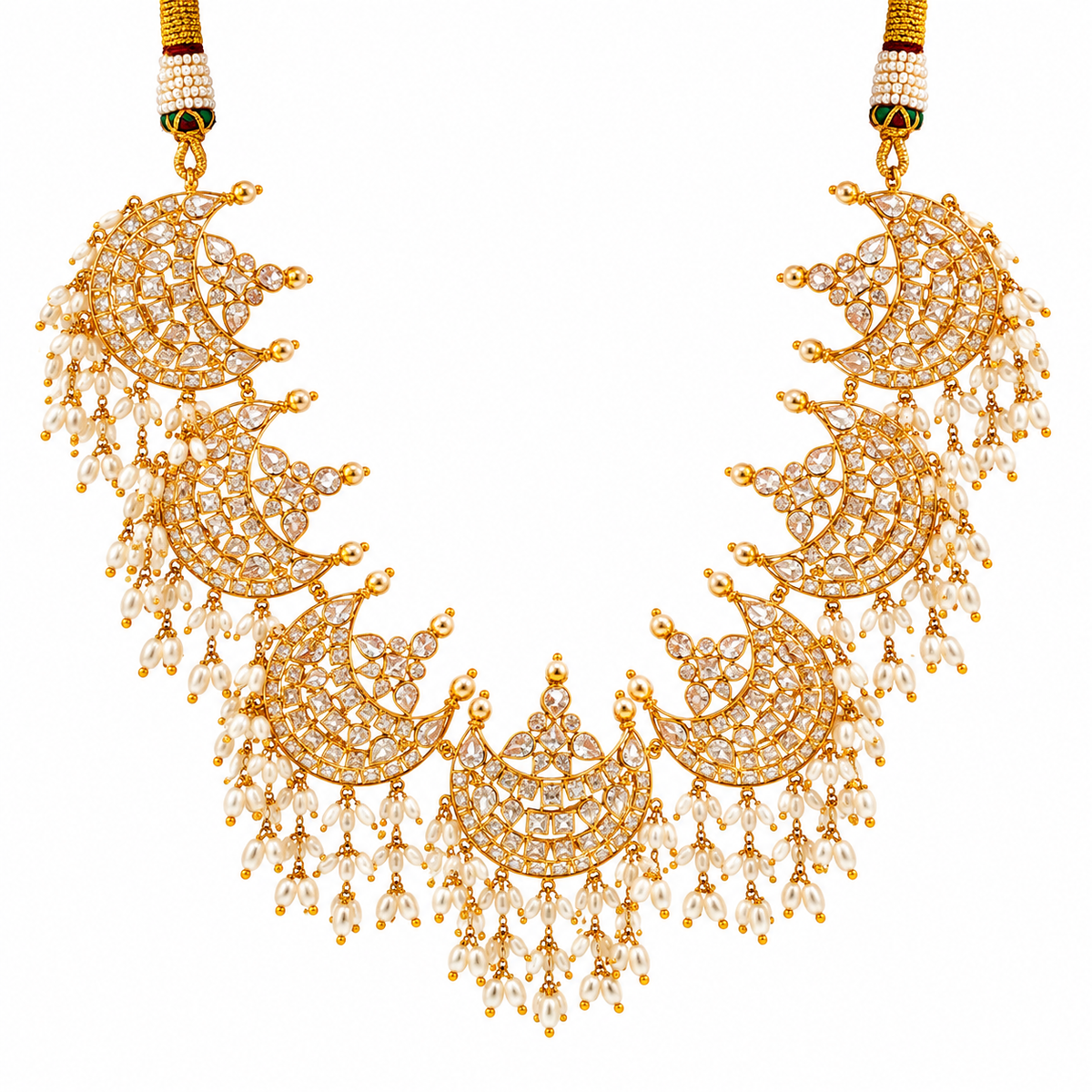 Zarqa Pearl 22KT Gold CZ Necklace