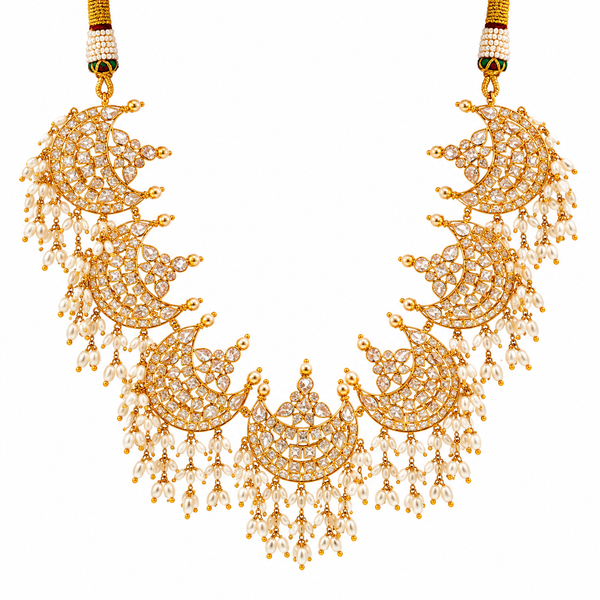 Zarqa Pearl 22KT Gold CZ Necklace