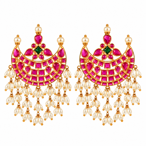 Zarqa Pink 22KT Gold Dangle Earrings