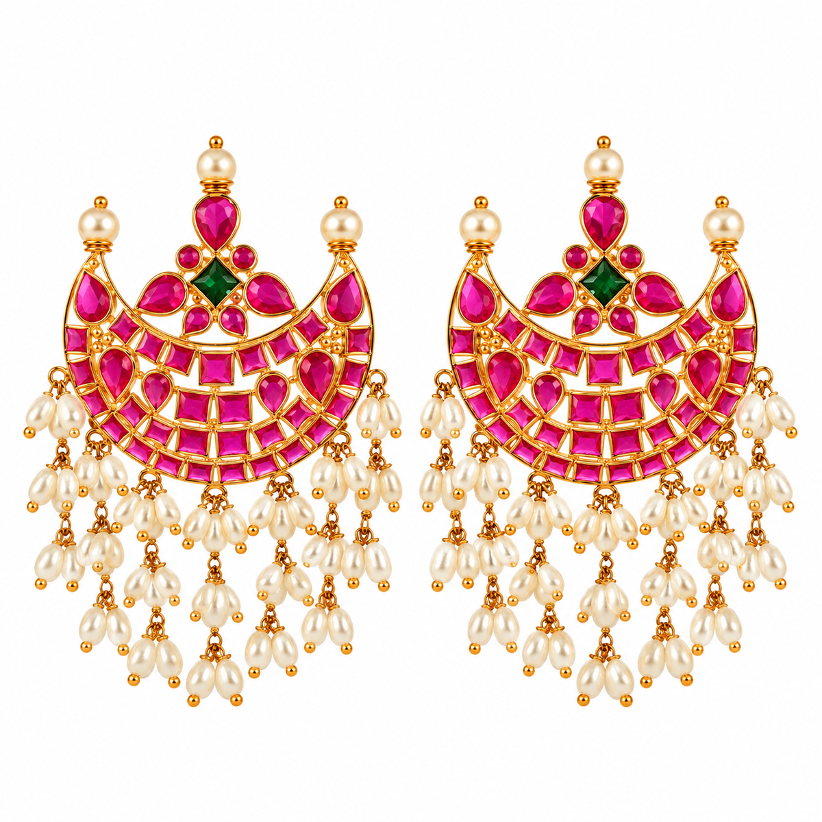 Zarqa Pink 22KT Gold Dangle Earrings