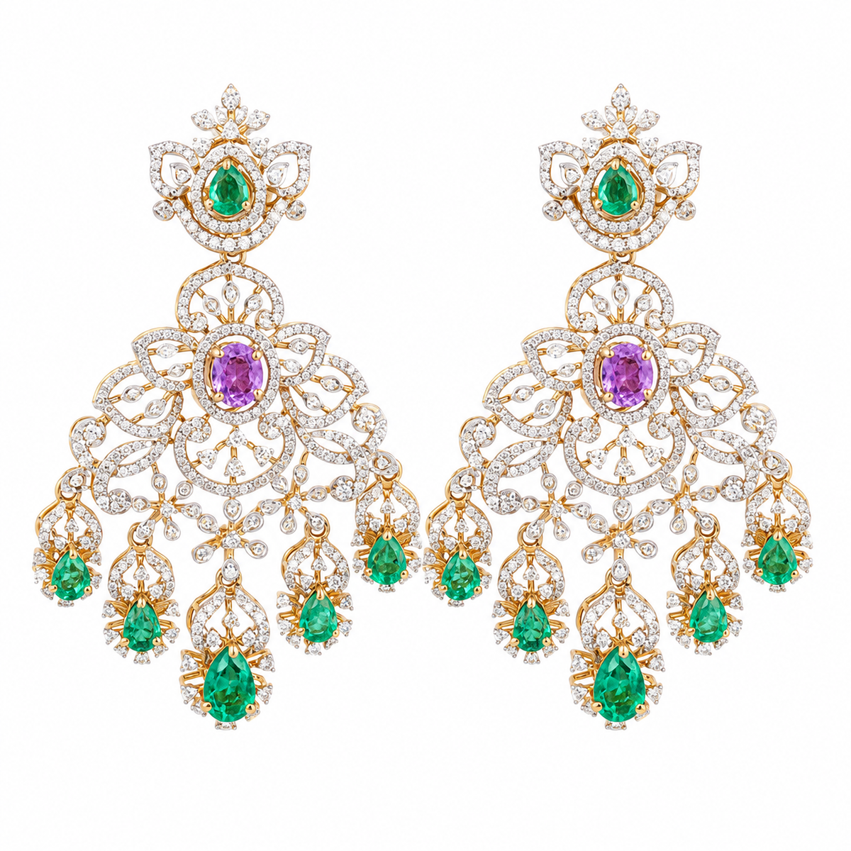 Zeenat 18KT Gold Diamond Dangle Earrings