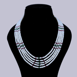 5-Layer Ruby & Emerald Beaded Pearl Necklace