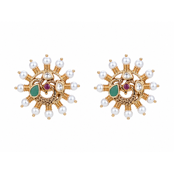 Gaurangi 22KT Gold Antique Stud Earrings