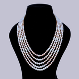 Premium 5-Layer Peach & White Pearl Necklace