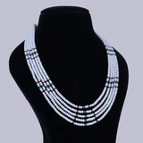5-Layer Ruby & Emerald Beaded Pearl Necklace