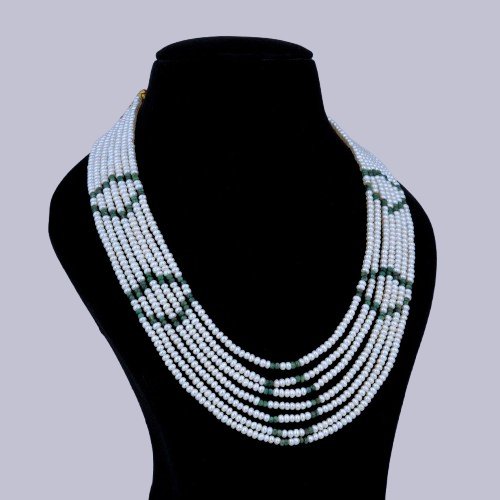 7-Layer Emerald Beads Pearl Necklace
