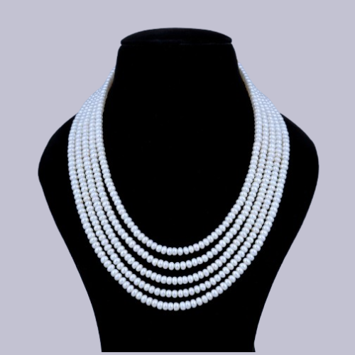 5-Layer Flat White Pearl Necklace