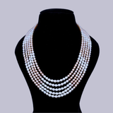 Elegant 5-Layer Peach & White Pearl Necklace