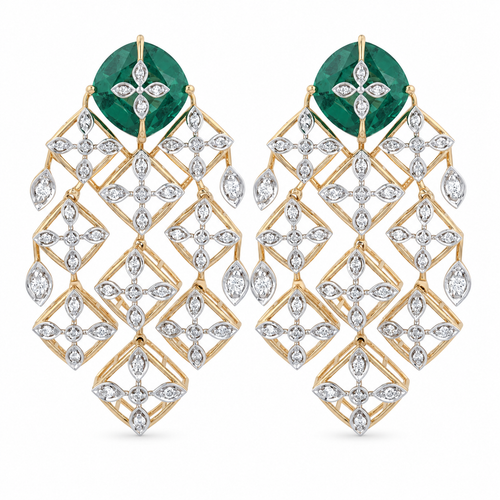 Aaranya 18KT Gold Diamond Drop Earrings