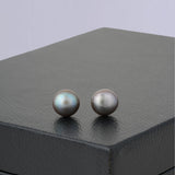 Achromatic Grey Pearl Stud Earrings