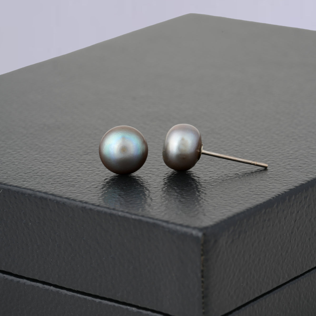 Achromatic Grey Pearl Stud Earrings