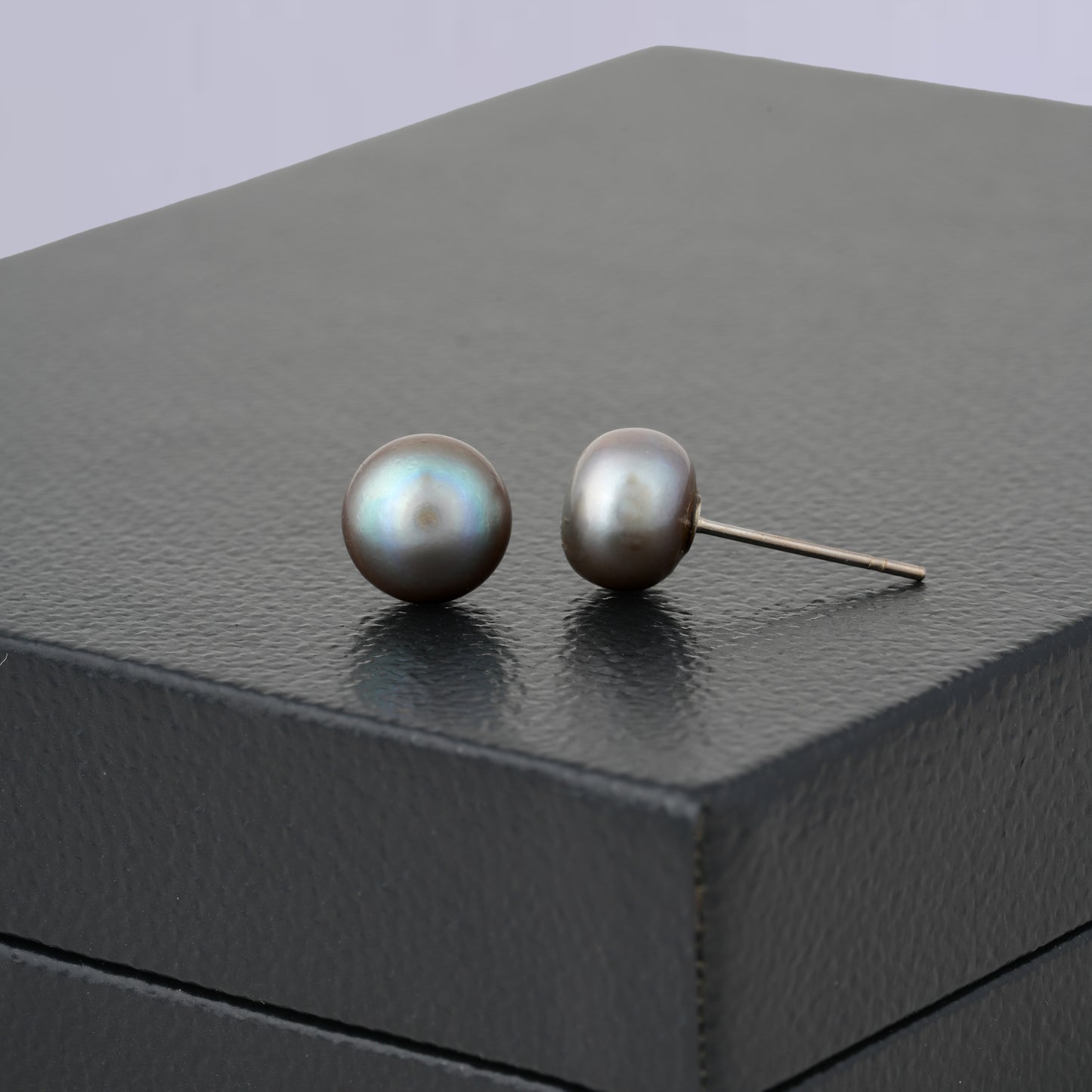 Achromatic Grey Pearl Stud Earrings