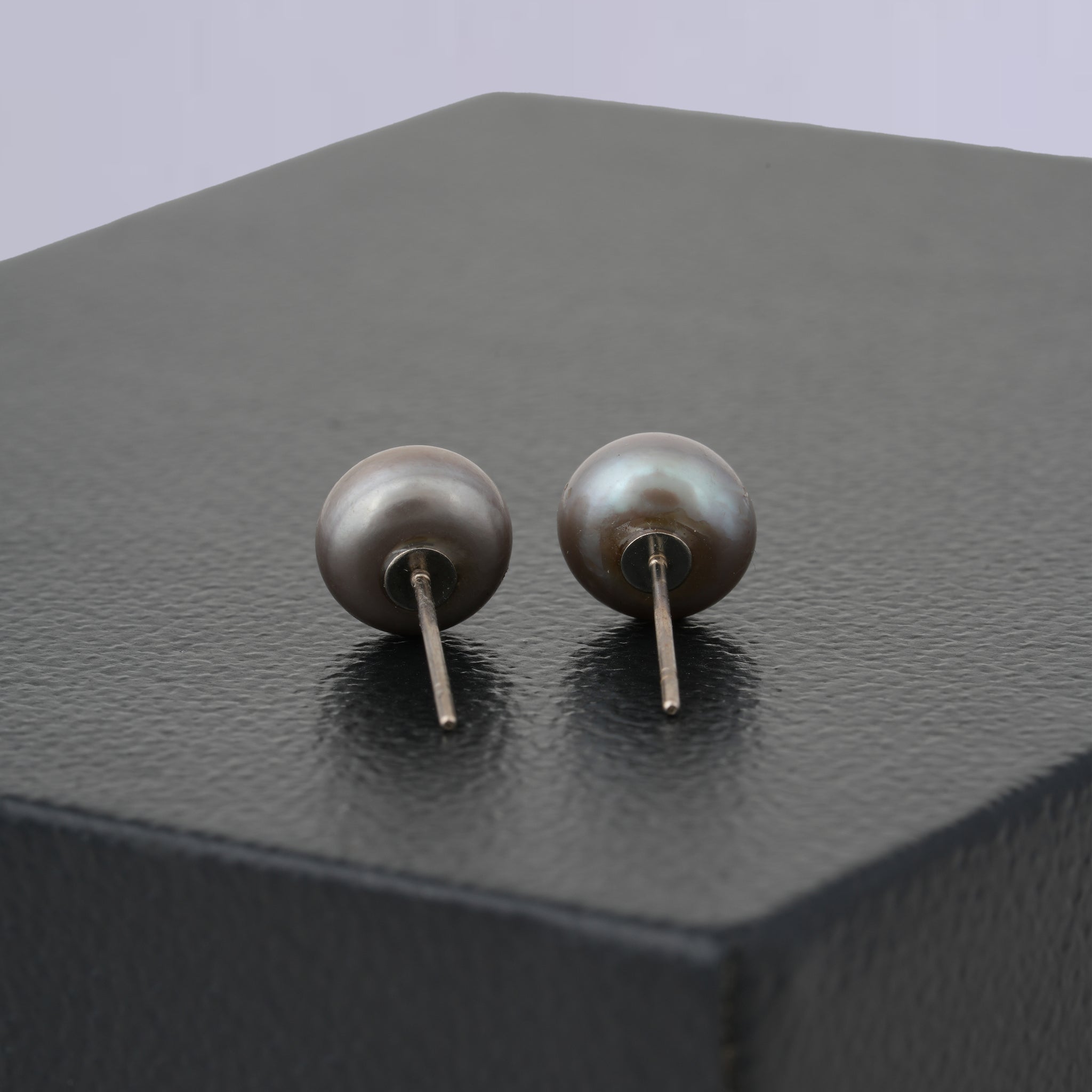 Achromatic Grey Pearl Stud Earrings