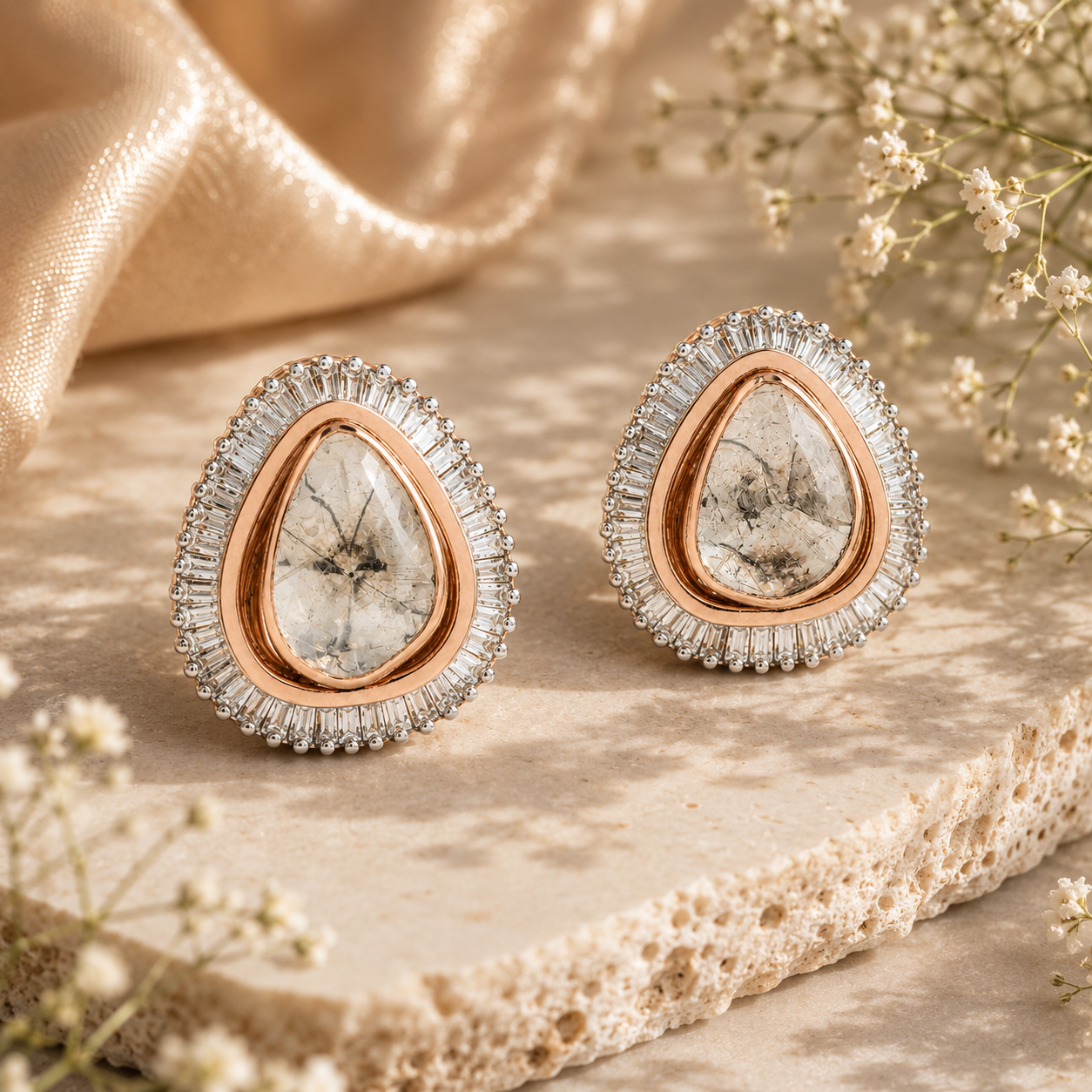 Aditi Polki 14KT Gold Diamond Stud Earrings