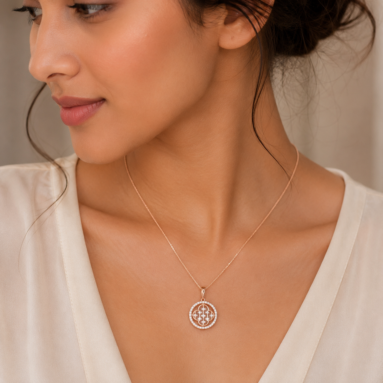 Adorable Flora 18KT Gold Diamond Pendant