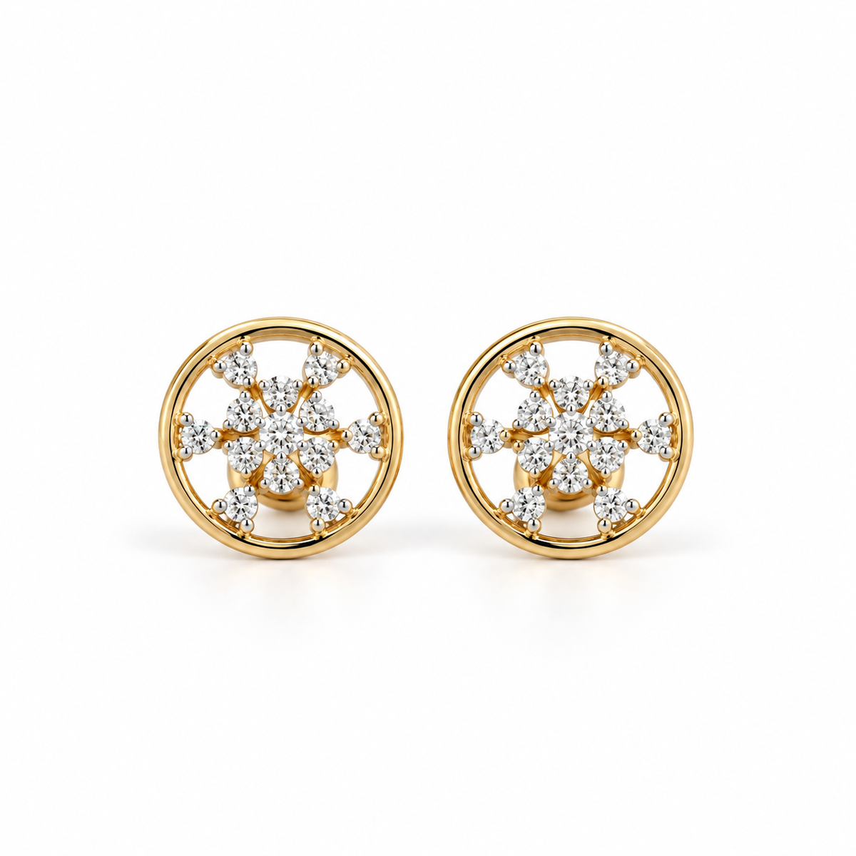 Alania 14KT Gold Diamond Stud Earrings