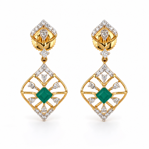Alira 14KT Gold Diamond Drop Earrings