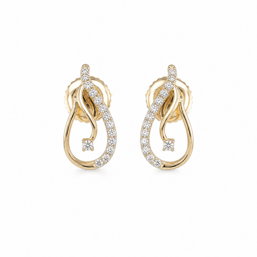 Allure Leaf 14KT Gold Diamond Stud Earrings