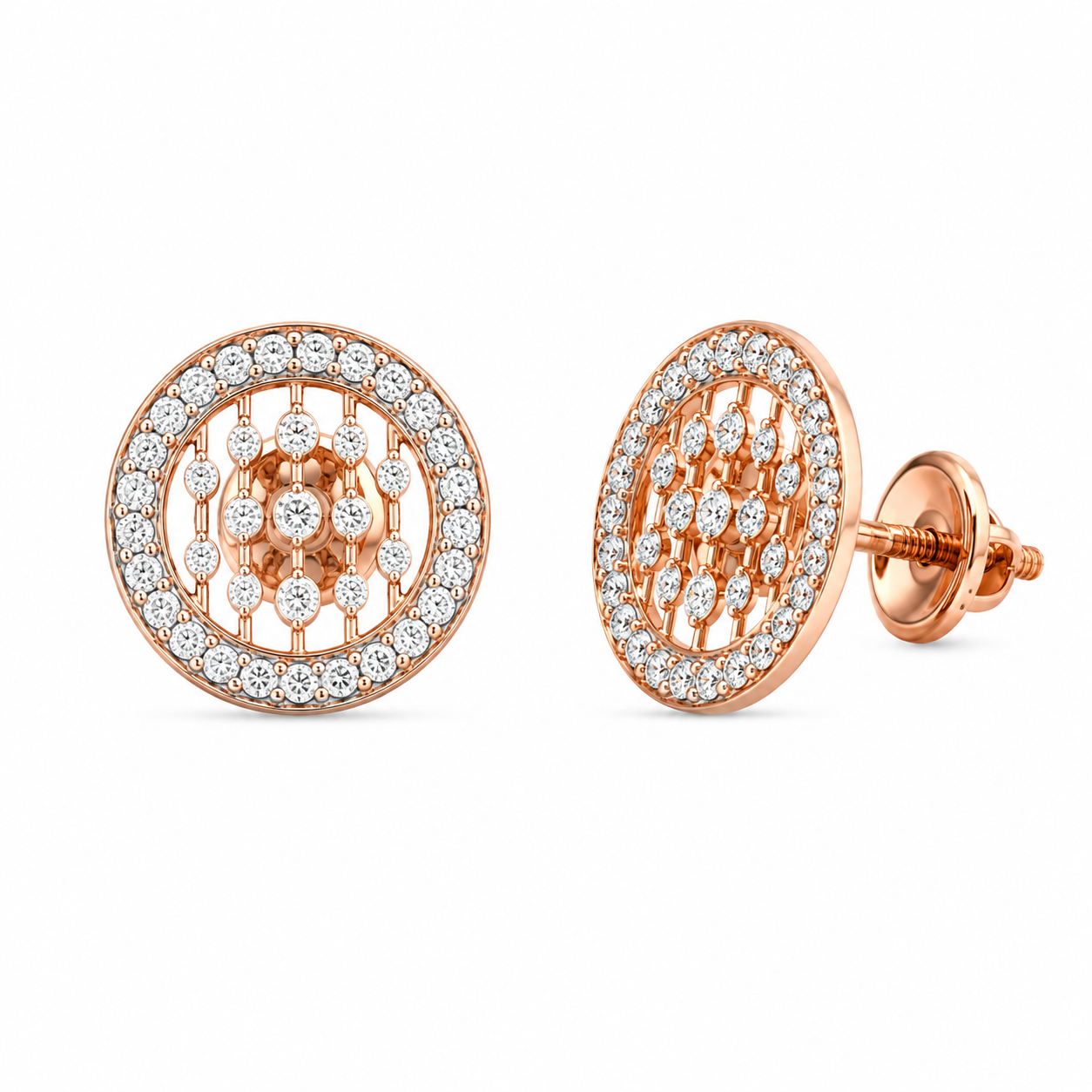 Allure Lines 18KT Gold Diamond Stud Earrings
