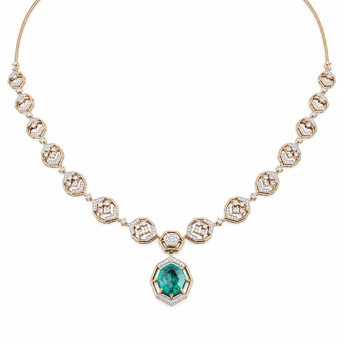 Amulya Octa 18KT Gold Diamond Necklace