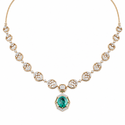 Amulya Octa 18KT Gold Diamond Necklace