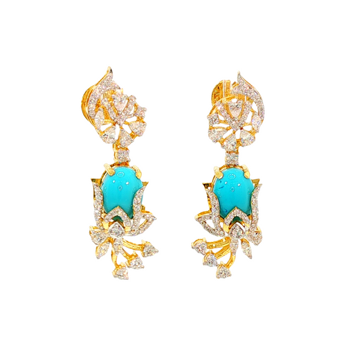 Aqua Glow 22KT Gold Drop Earrings