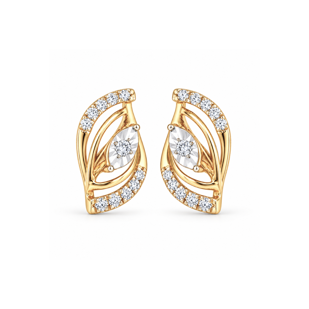 Aurique 14KT Gold Diamond Stud Earrings