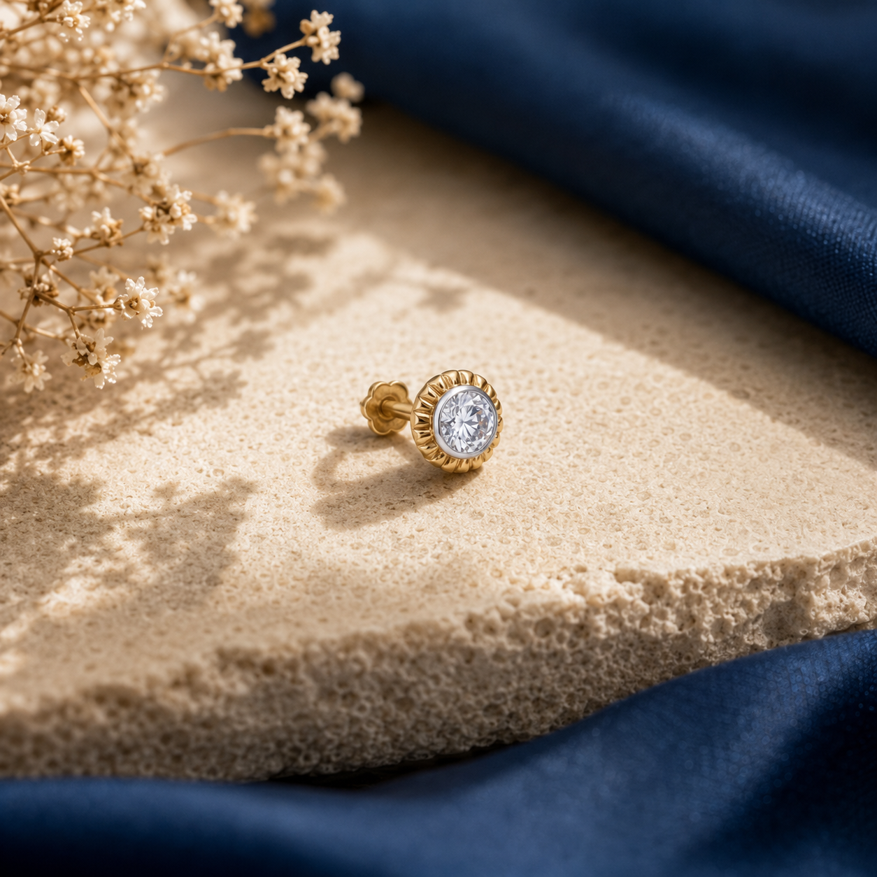 Axis Dot 18KT Gold Diamond Nose Pin